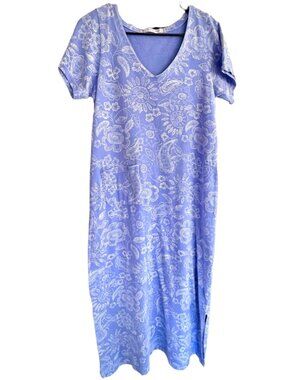 Fresh Produce Midi Maxi Dress Periwinkle Lavender White Floral Paisley Dress Sm